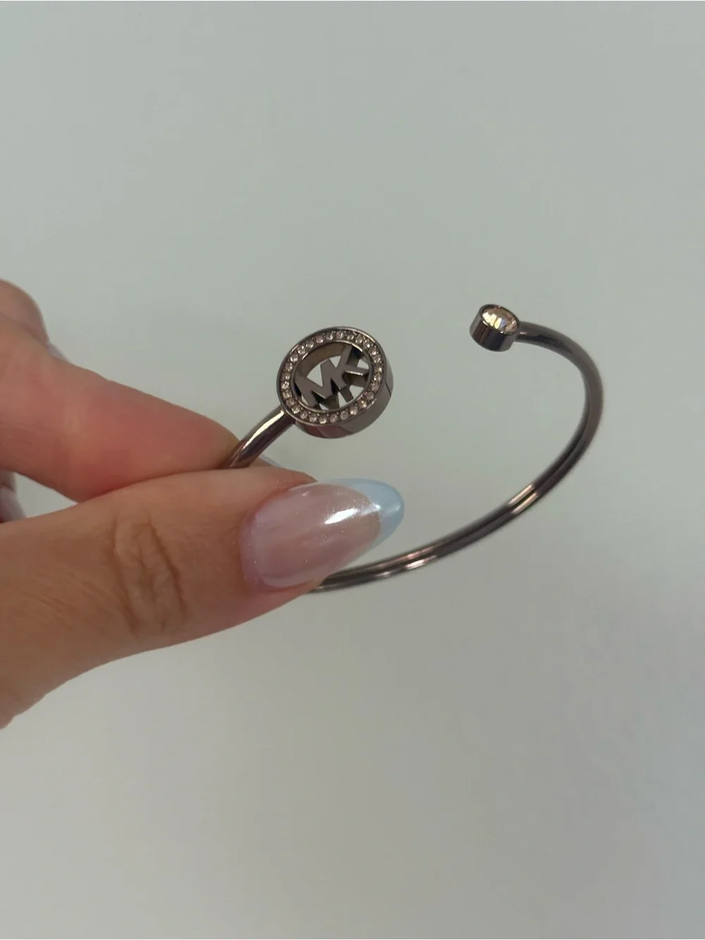 Michael Kors Gunmetal Logo Crystal Open Cuff Bracelet